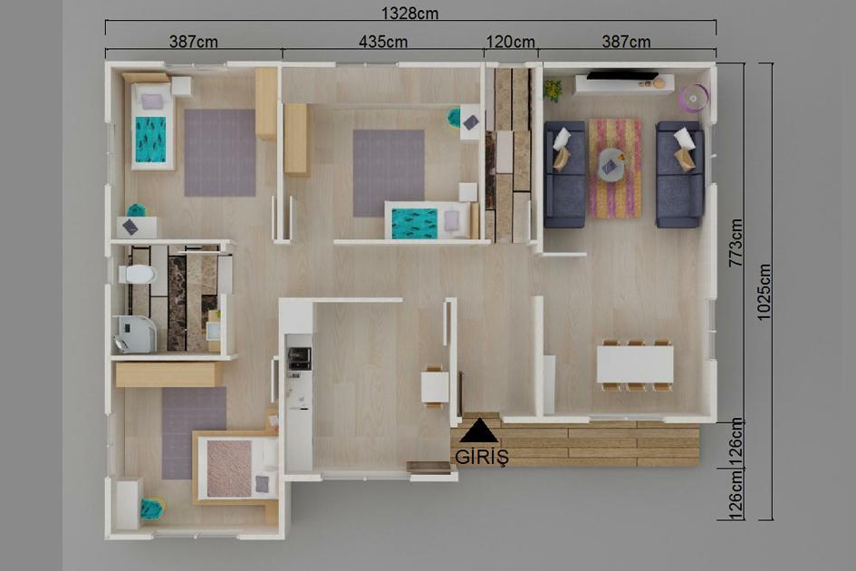 124 m² Prefabrik Ev prefabrik ev fotoğrafı 2