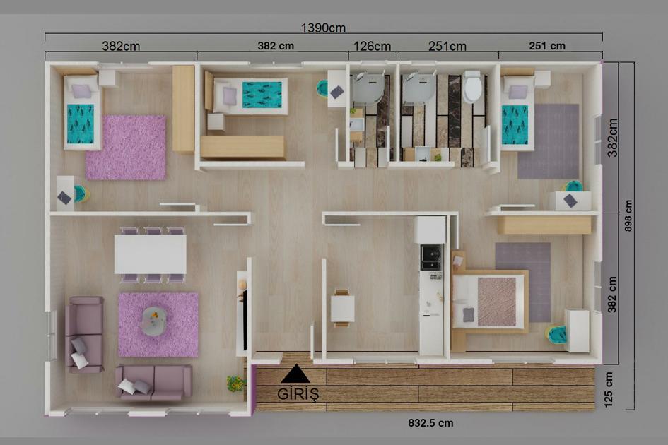 125 m² Prefabrik Ev prefabrik ev fotoğrafı 2