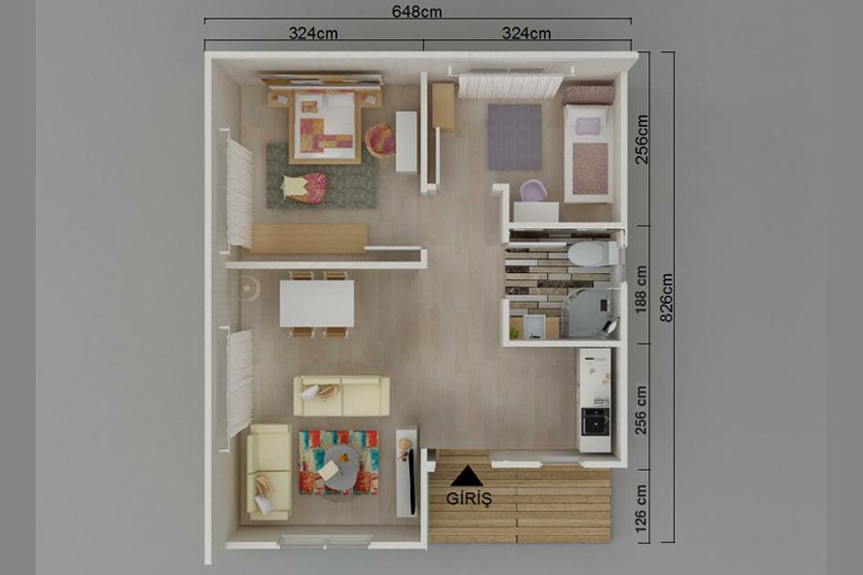 53 m² Prefabrik Ev prefabrik ev fotoğrafı 2
