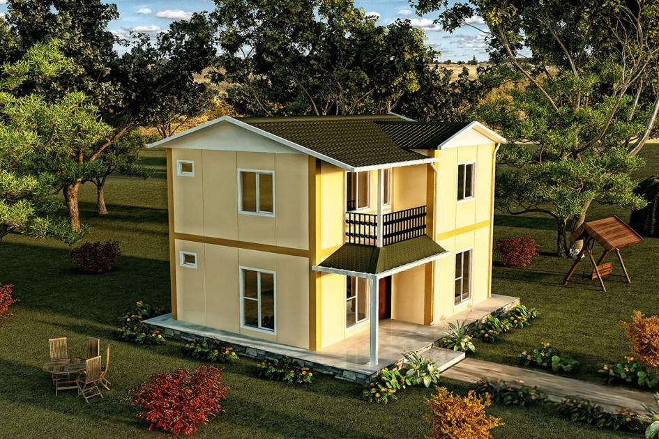 100 m² Dubleks Prefabrik Ev — Evora prefabrik ev modeli